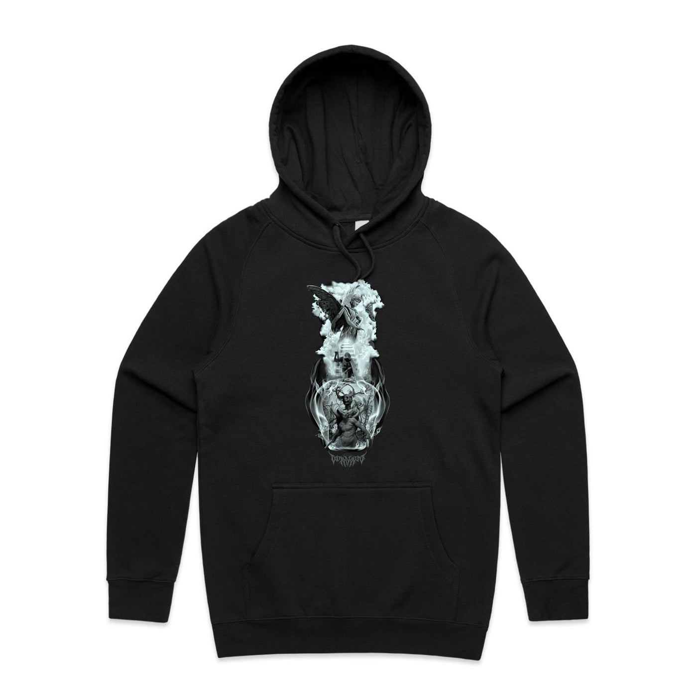 BETWEEN HEAVEN & HELL - Mens Pocket Hoodie - FRONT PRINT