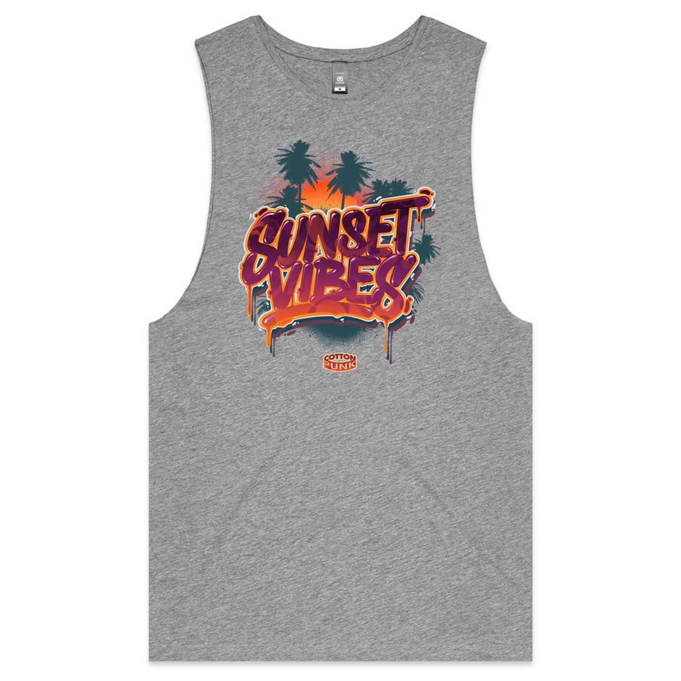 SUNSET VIBES - Mens Sleeveless T-Shirt - FRONT PRINT