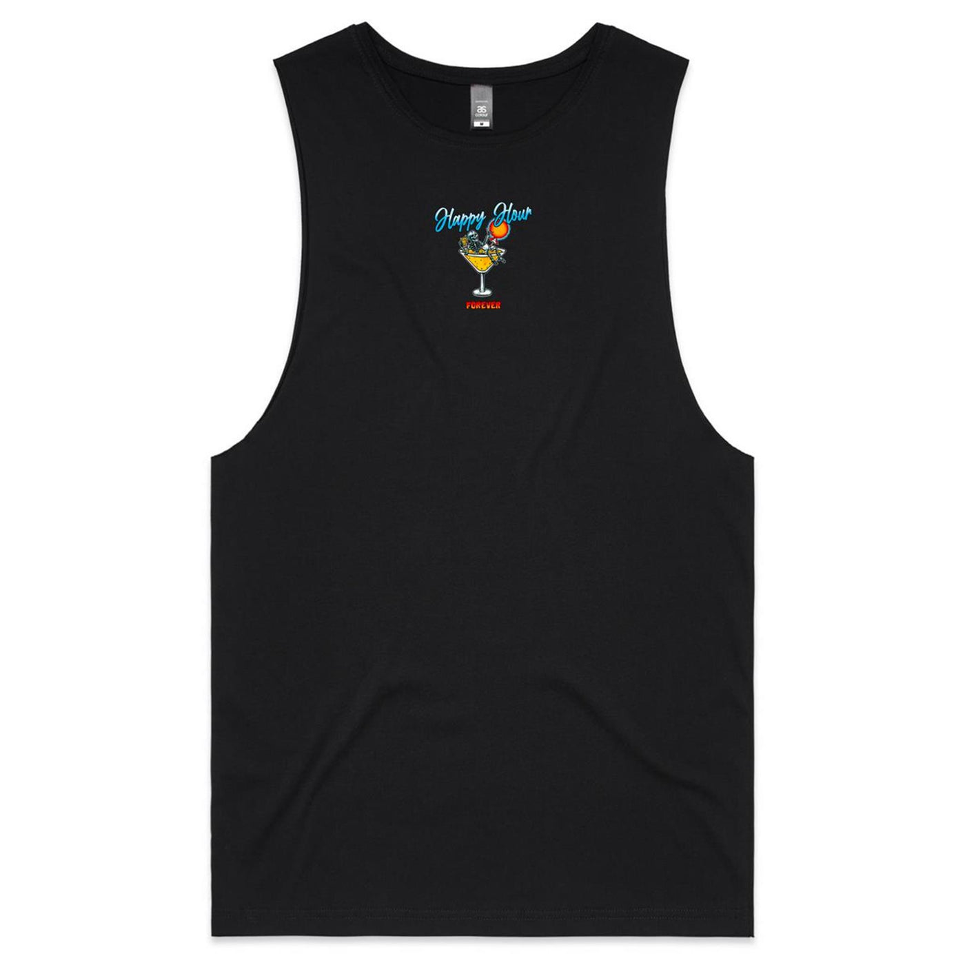 FOREVER HAPPY HOUR - Mens Sleeveless T-Shirt - BACK PRINT