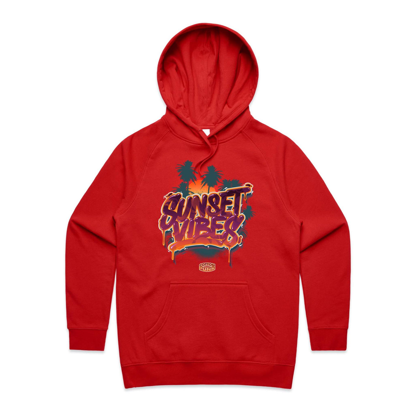 SUNSET VIBES (W) - Womens Pocket Hoodie - FRONT PRINT