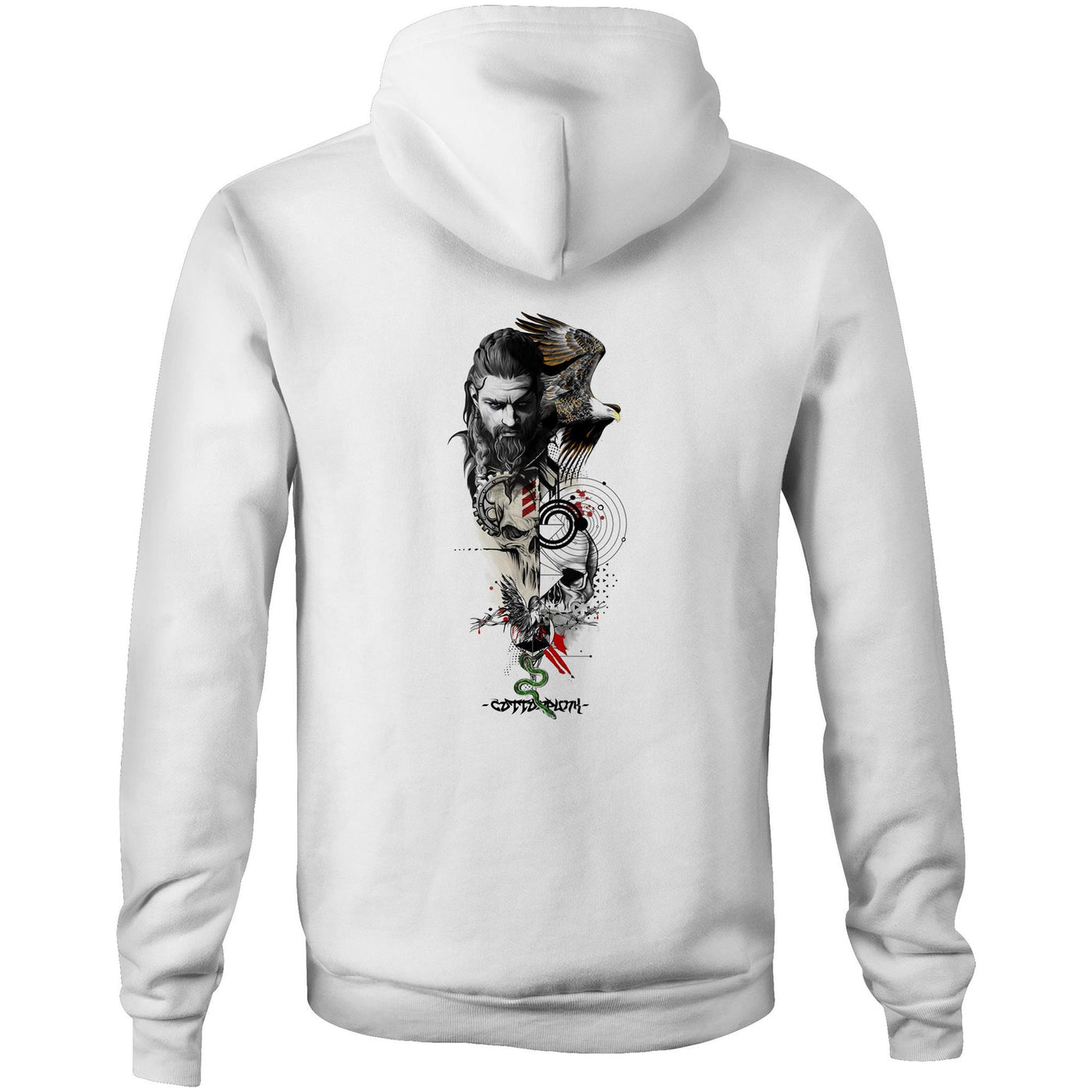 WARRIOR - Mens Pocket Hoodie - BACK PRINT