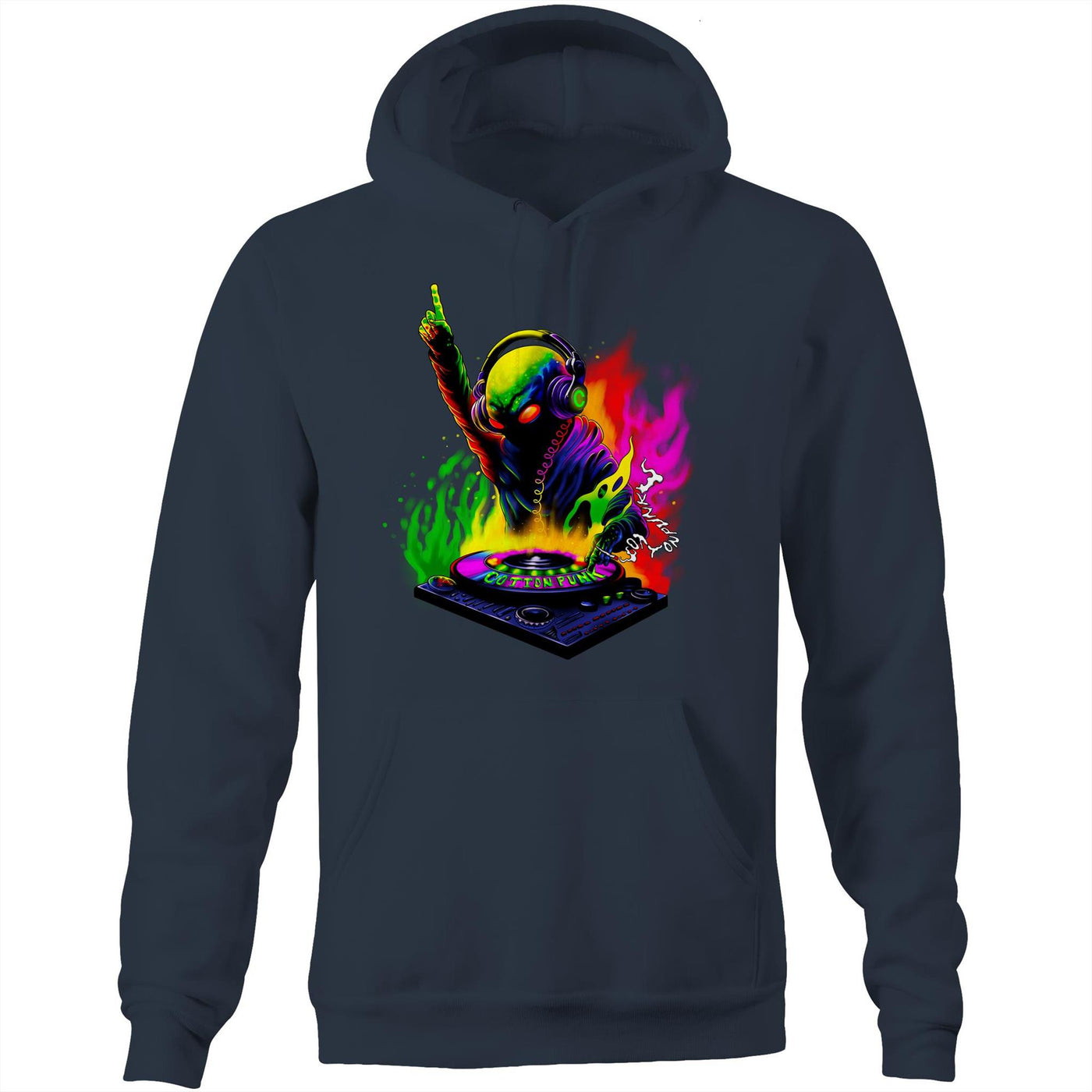 DJ WHO CARES - Mens Pocket Hoodie - FRONT PRINT