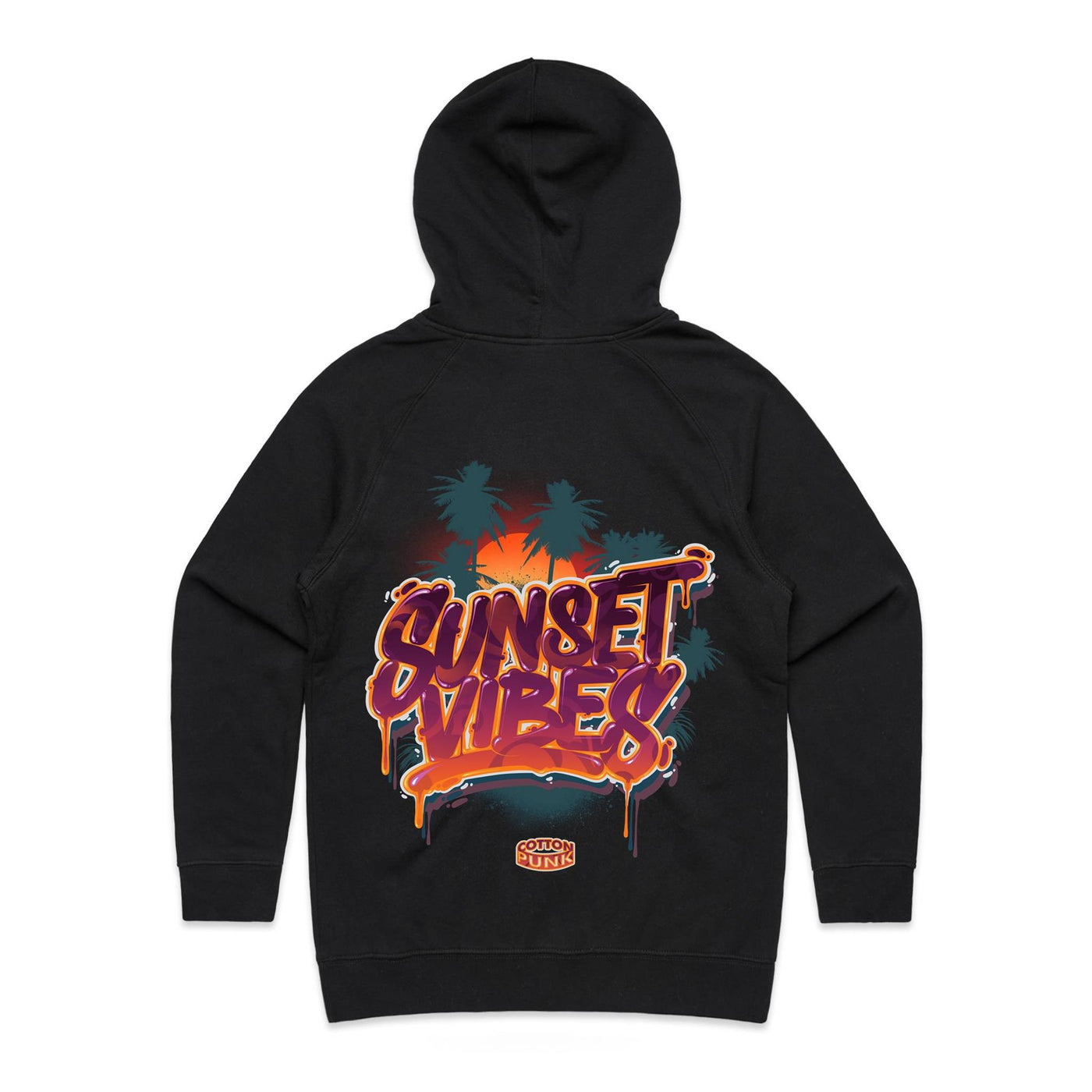 SUNSET VIBES (W) - Womens Pocket Hoodie - BACK PRINT