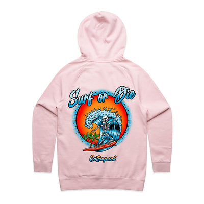 DYING FOR A SURF (W) - Womens Pocket Hoodie - BACK PRINT