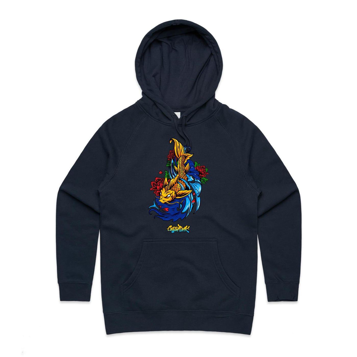 KOI (W) - Womens Pocket Hoodie - FRONT PRINT