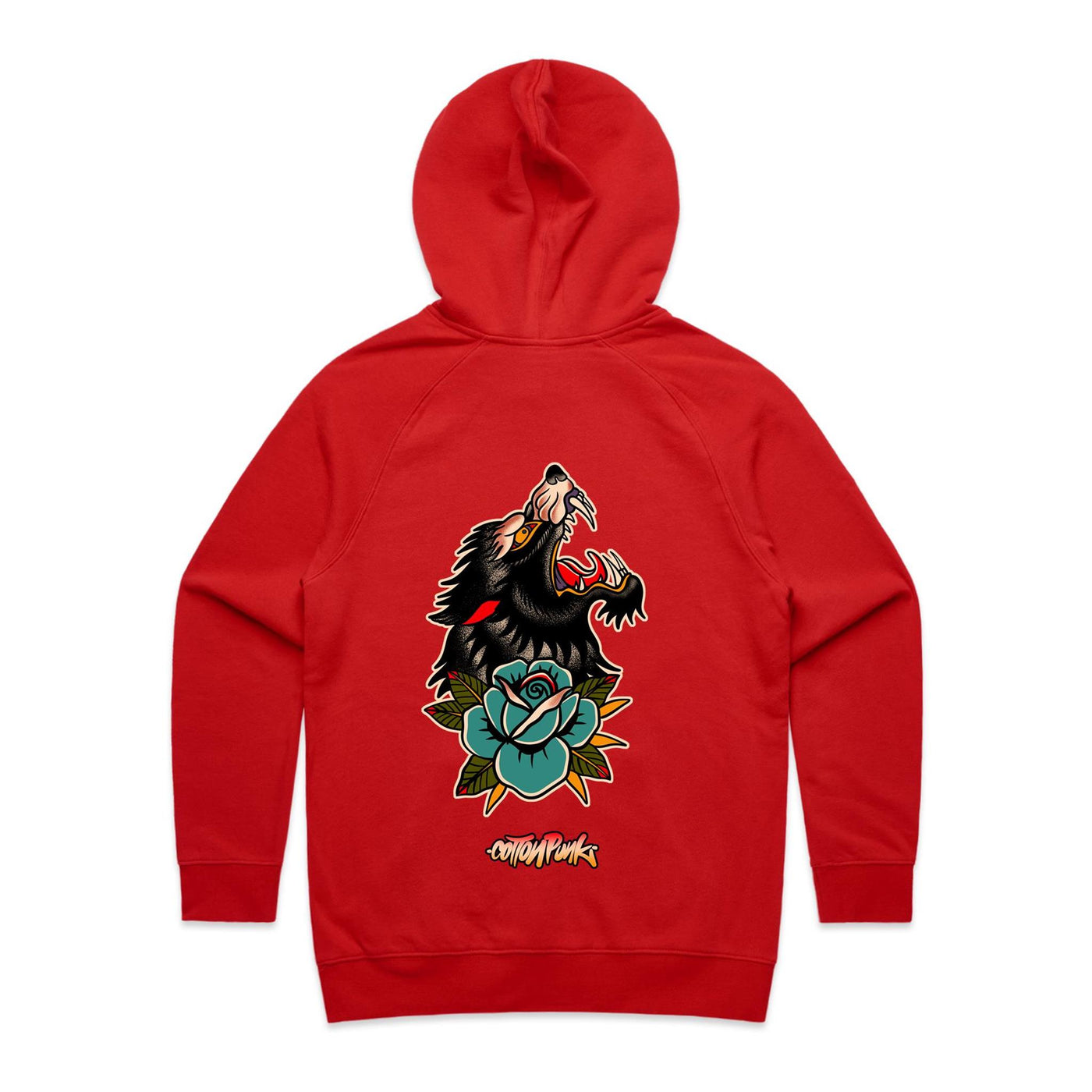 LONE WOLF (W) - Womens Pocket Hoodie - BACK PRINT