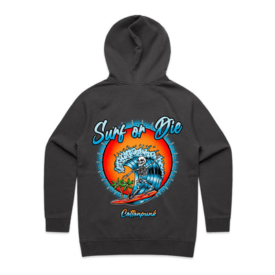 DYING FOR A SURF (W) - Womens Pocket Hoodie - BACK PRINT