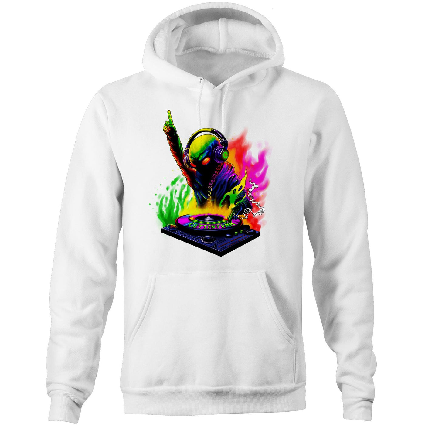 DJ WHO CARES - Mens Pocket Hoodie - FRONT PRINT