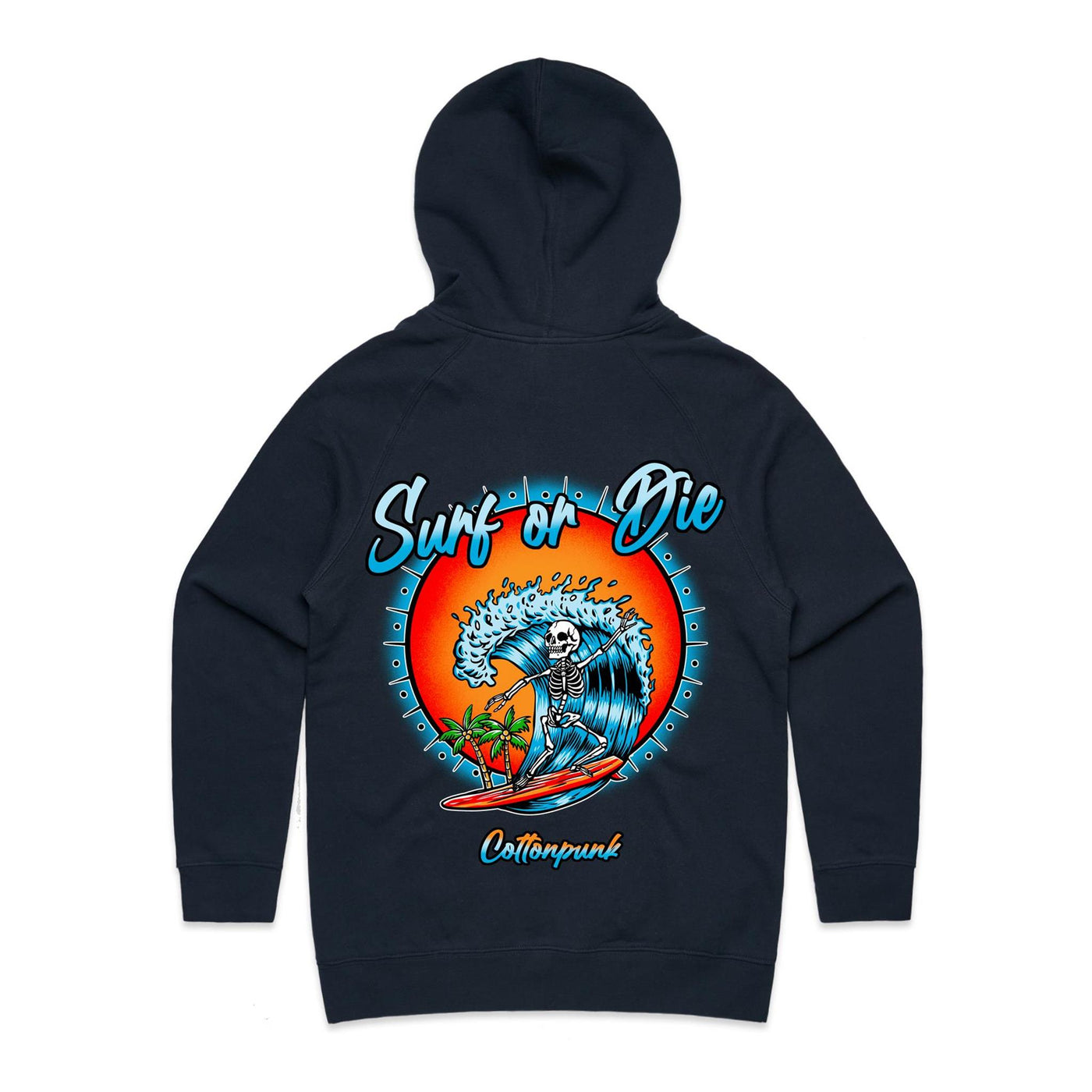 DYING FOR A SURF (W) - Womens Pocket Hoodie - BACK PRINT