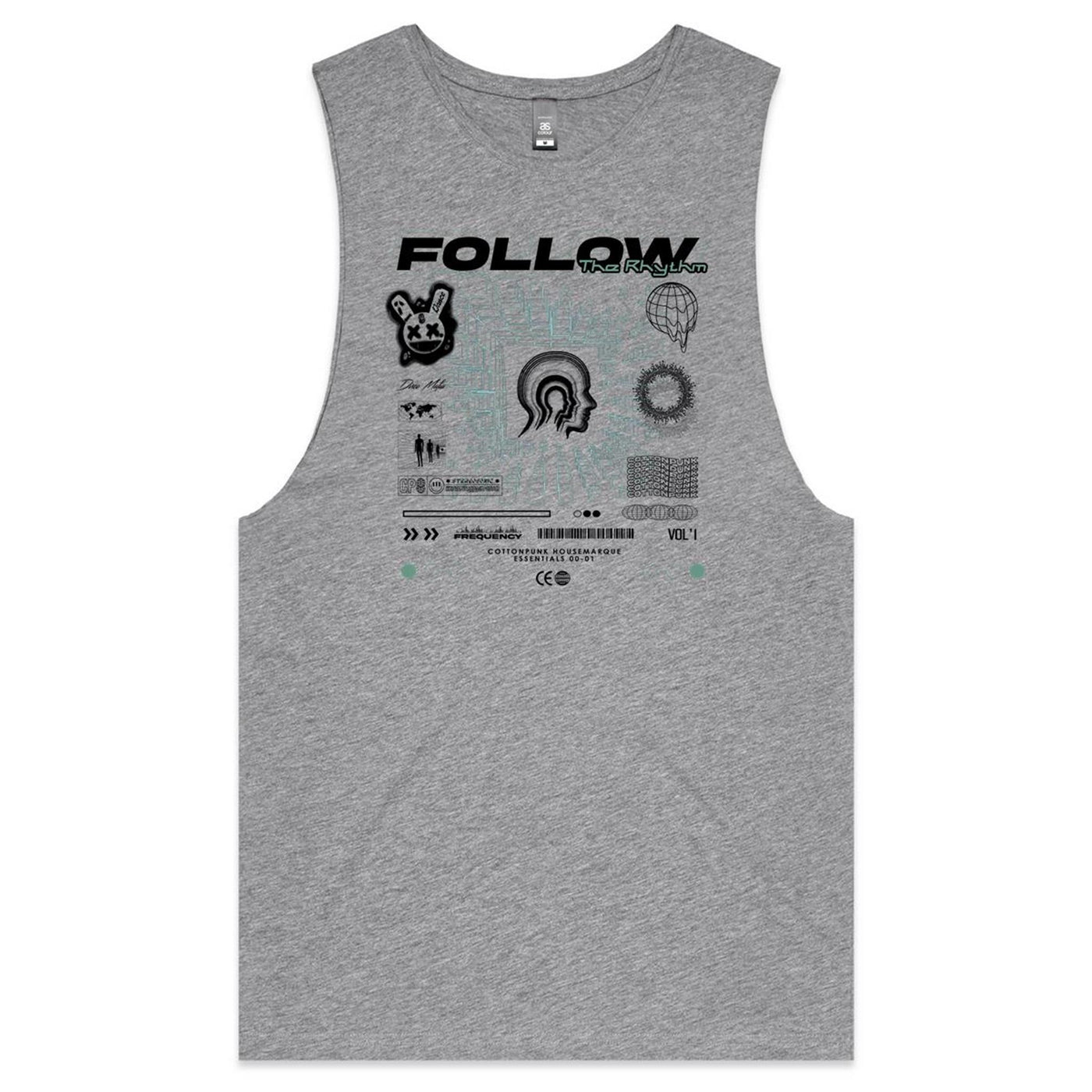 FREQUENCY - Mens Sleeveless T-Shirt - FRONT PRINT