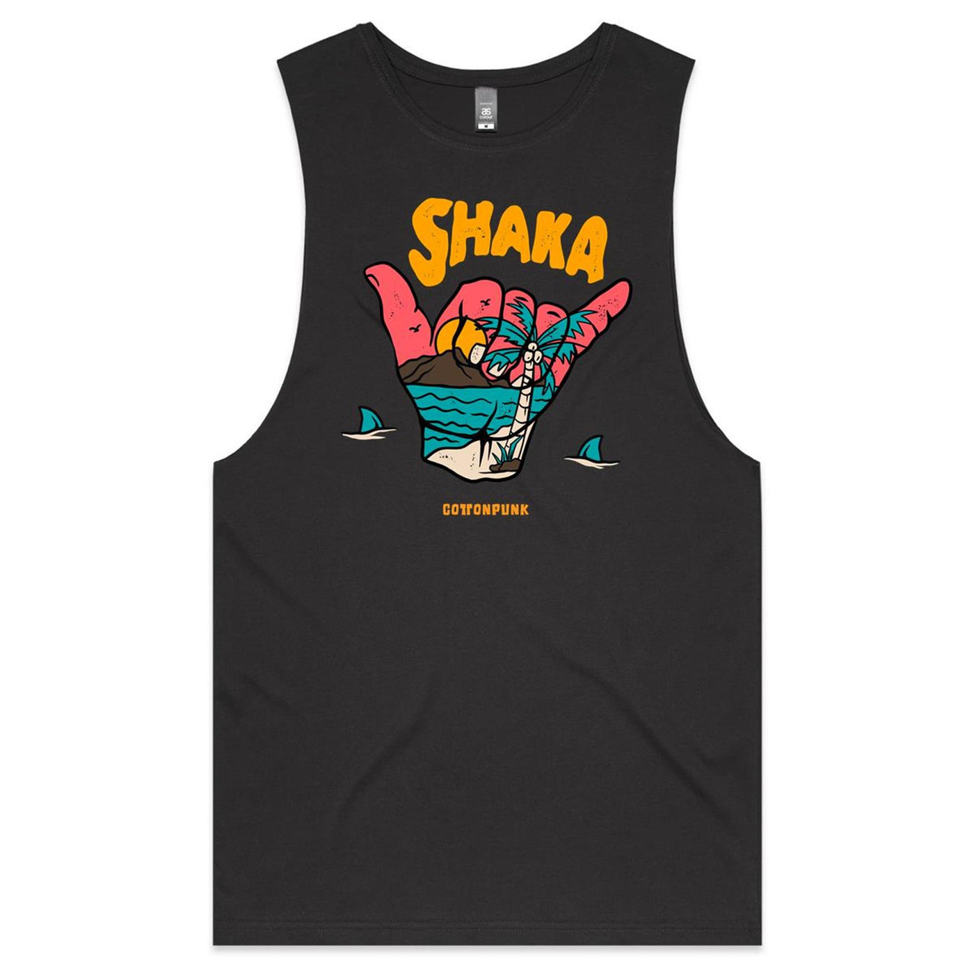 SHAKA - Mens Sleeveless T-Shirt - FRONT PRINT