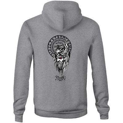 DARK WARRIOR - Mens Pocket Hoodie - BACK PRINT