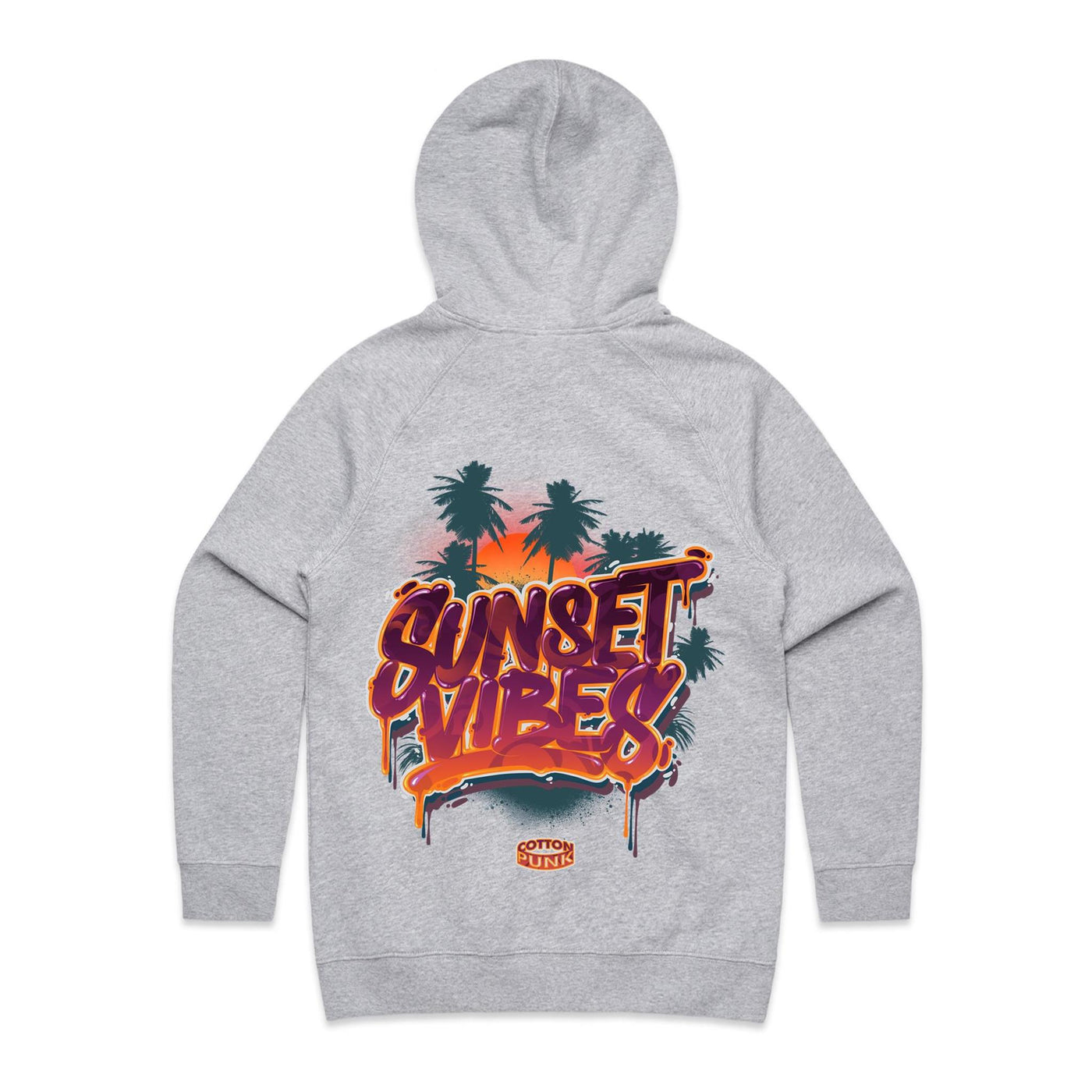 SUNSET VIBES (W) - Womens Pocket Hoodie - BACK PRINT