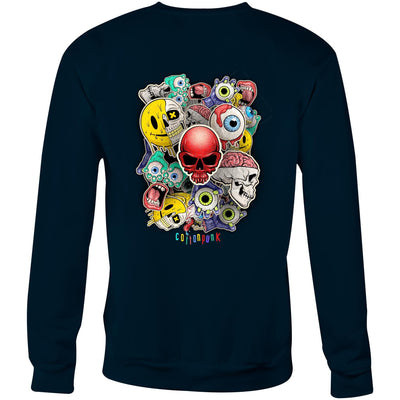 ROLLING SKULLS - Mens Sweatshirt - BACK PRINT