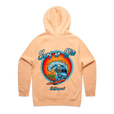 DYING FOR A SURF (W) - Womens Pocket Hoodie - BACK PRINT