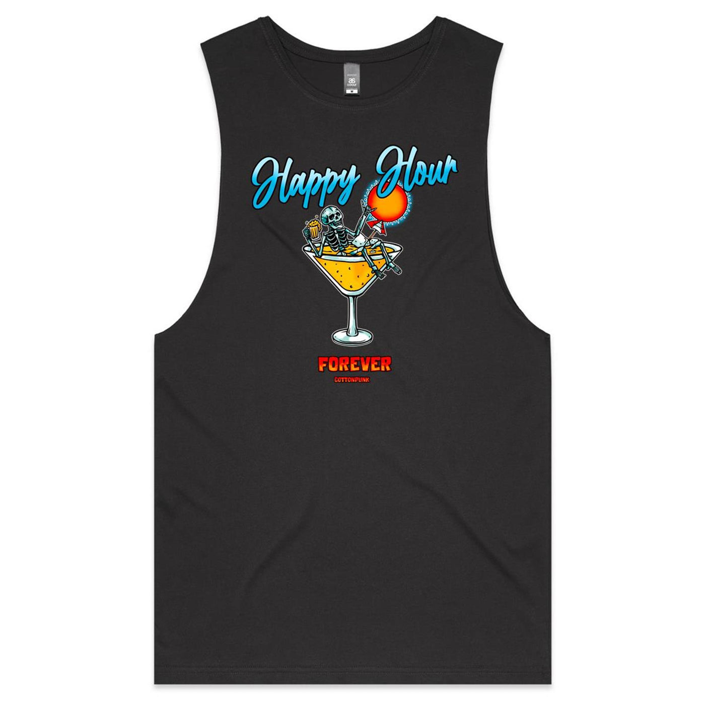 HAPPY HOUR FOREVER - Mens Sleeveless T-Shirt - FRONT PRINT