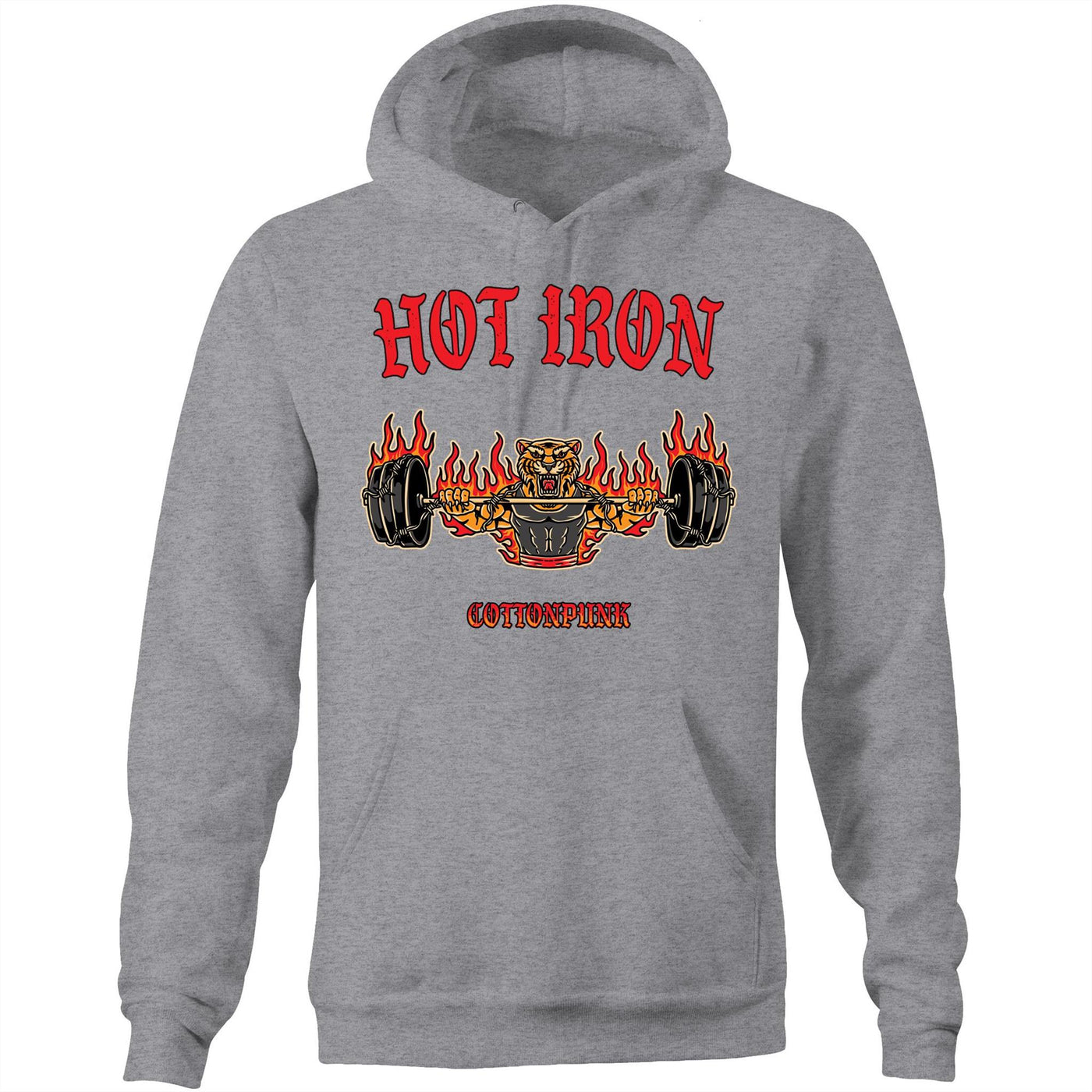 HOT IRON - Mens Pocket Hoodie - FRONT PRINT