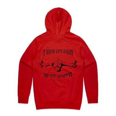 IT NEVER GETS EASIER - Mens Pocket Hoodie - BACK PRINT