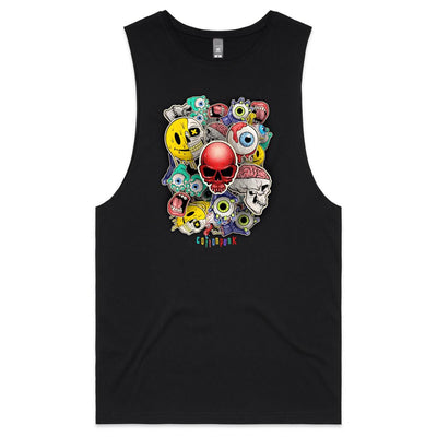 ROLLING SKULLS - Mens Sleeveless T-Shirt - FRONT PRINT