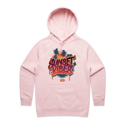 SUNSET VIBES (W) - Womens Pocket Hoodie - FRONT PRINT