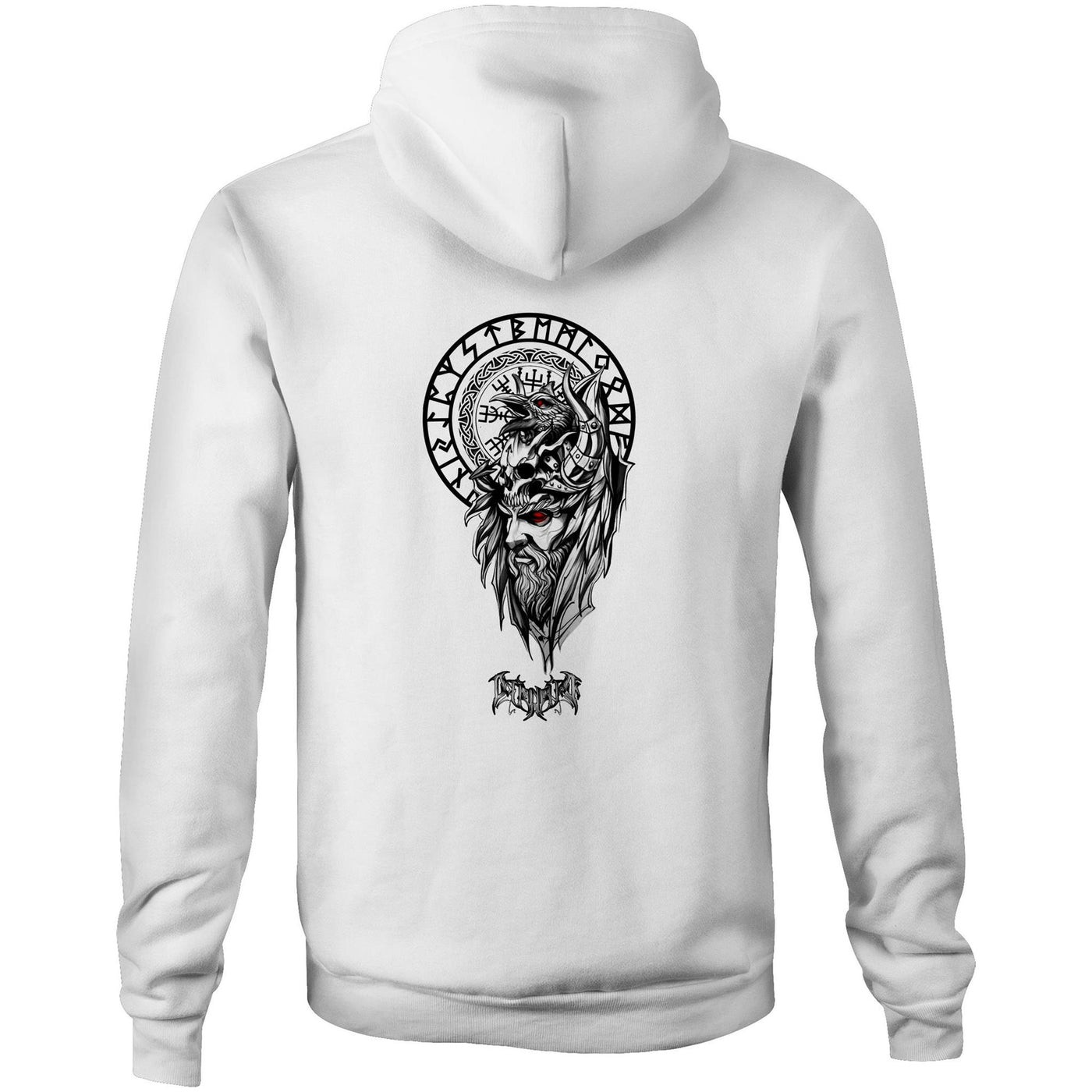 DARK WARRIOR - Mens Pocket Hoodie - BACK PRINT