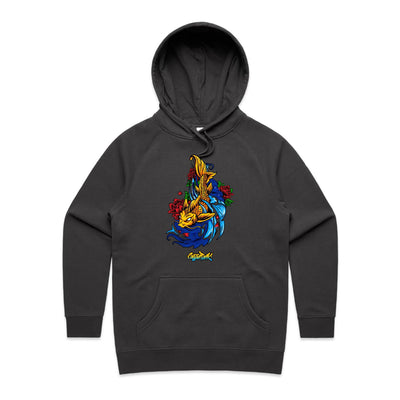 KOI (W) - Womens Pocket Hoodie - FRONT PRINT