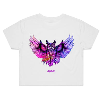 NIGHT HUNTER (W) - Womens Crop T-Shirt - BACK PRINT