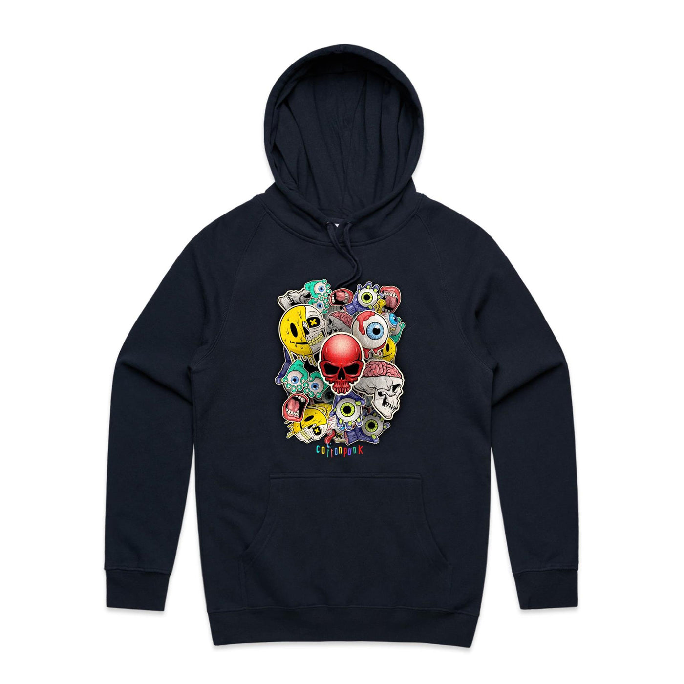 ROLLING SKULLS - Mens Pocket Hoodie - FRONT PRINT