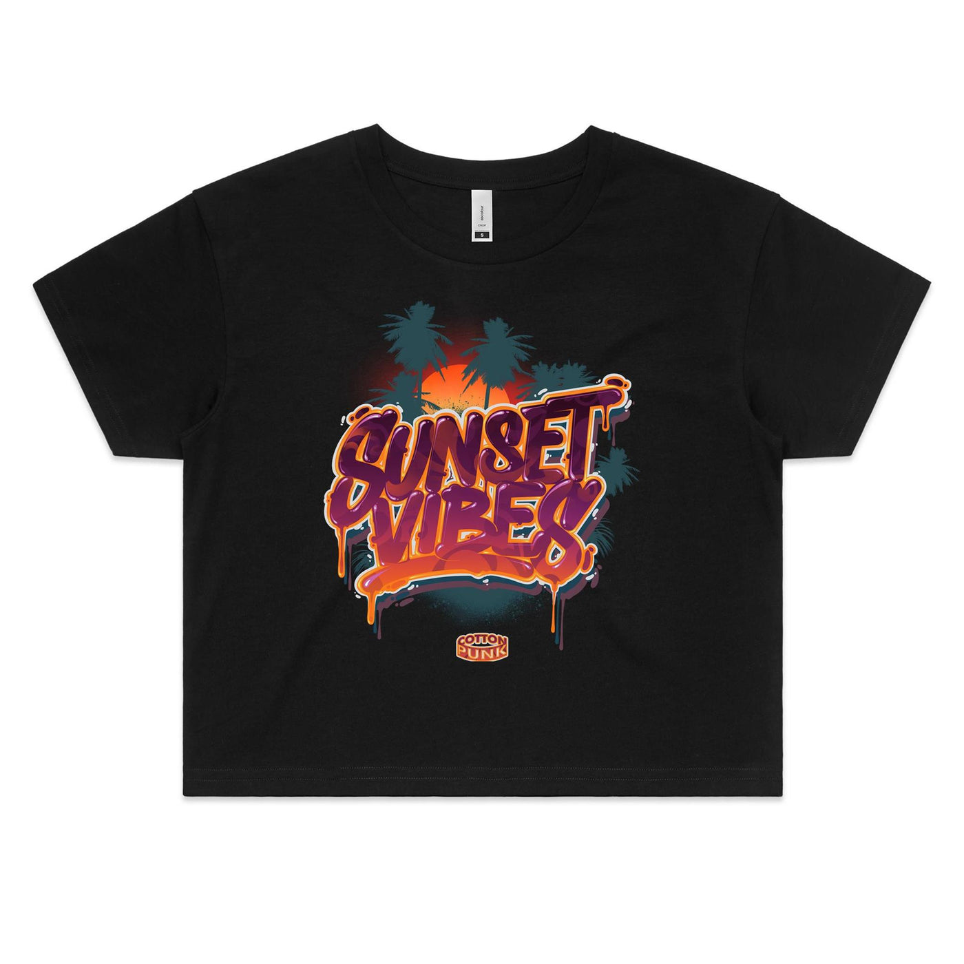 SUNSET VIBES (W) - Womens Crop T-Shirt - FRONT PRINT