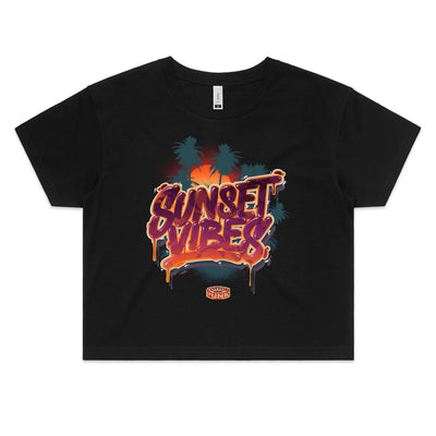 SUNSET VIBES (W) - Womens Crop T-Shirt - FRONT PRINT