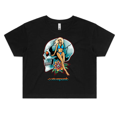 NEVER R.I.P (W) - Womens Crop T-Shirt - FRONT PRINT