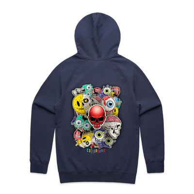 ROLLING SKULLS - Mens Pocket Hoodie - BACK PRINT