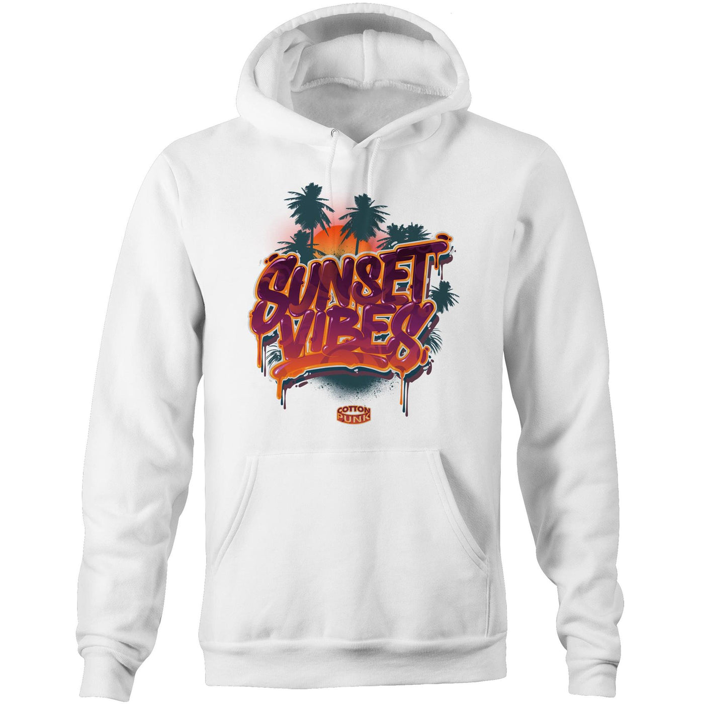 SUNSET VIBES - Mens Pocket Hoodie - FRONT PRINT