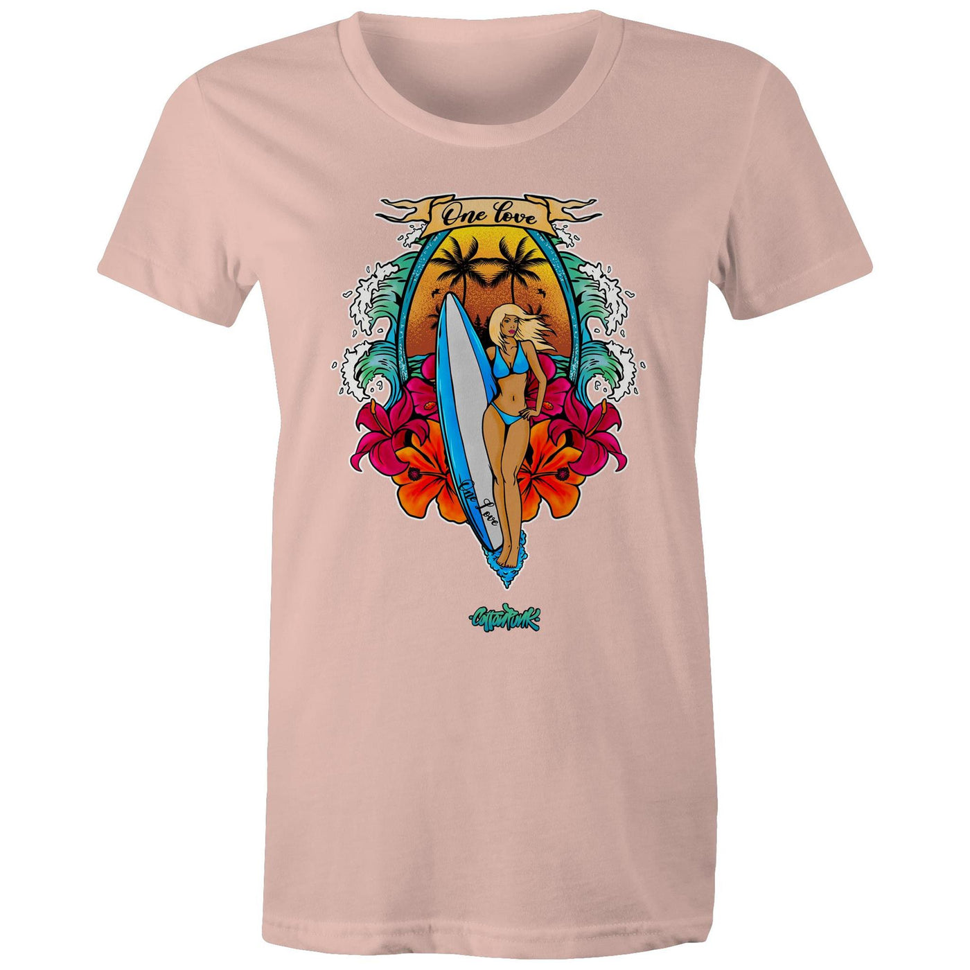 ONE LOVE (W) - Womens T-Shirt - FRONT PRINT