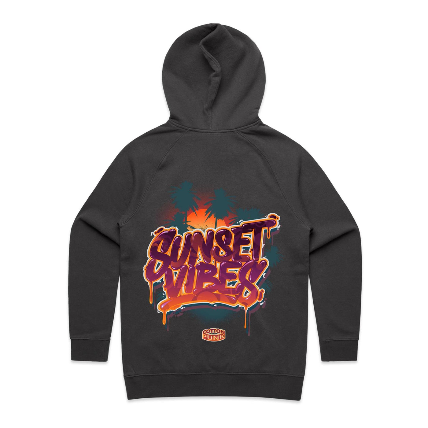 SUNSET VIBES (W) - Womens Pocket Hoodie - BACK PRINT