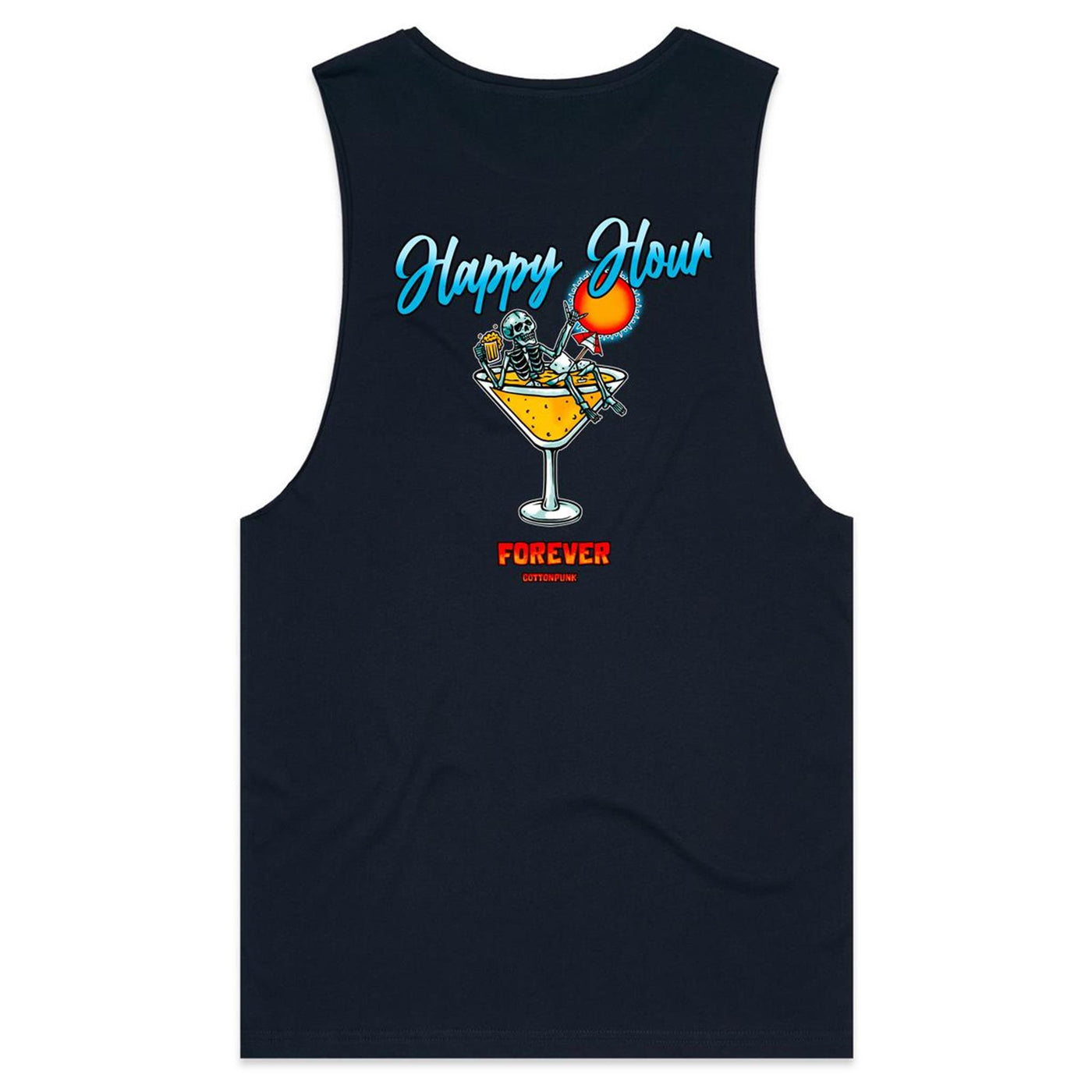 HAPPY HOUR FOREVER - Mens Sleeveless T-Shirt - BACK PRINT