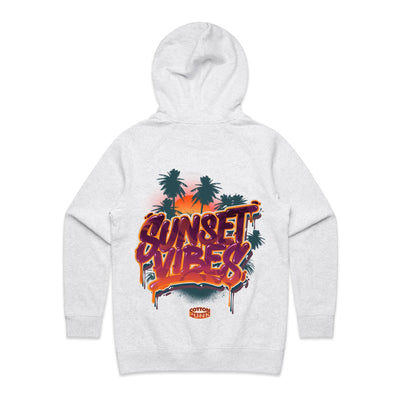 SUNSET VIBES (W) - Womens Pocket Hoodie - BACK PRINT