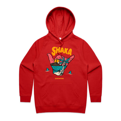 SHAKA (W) - Womens Pocket Hoodie - FRONT PRINT