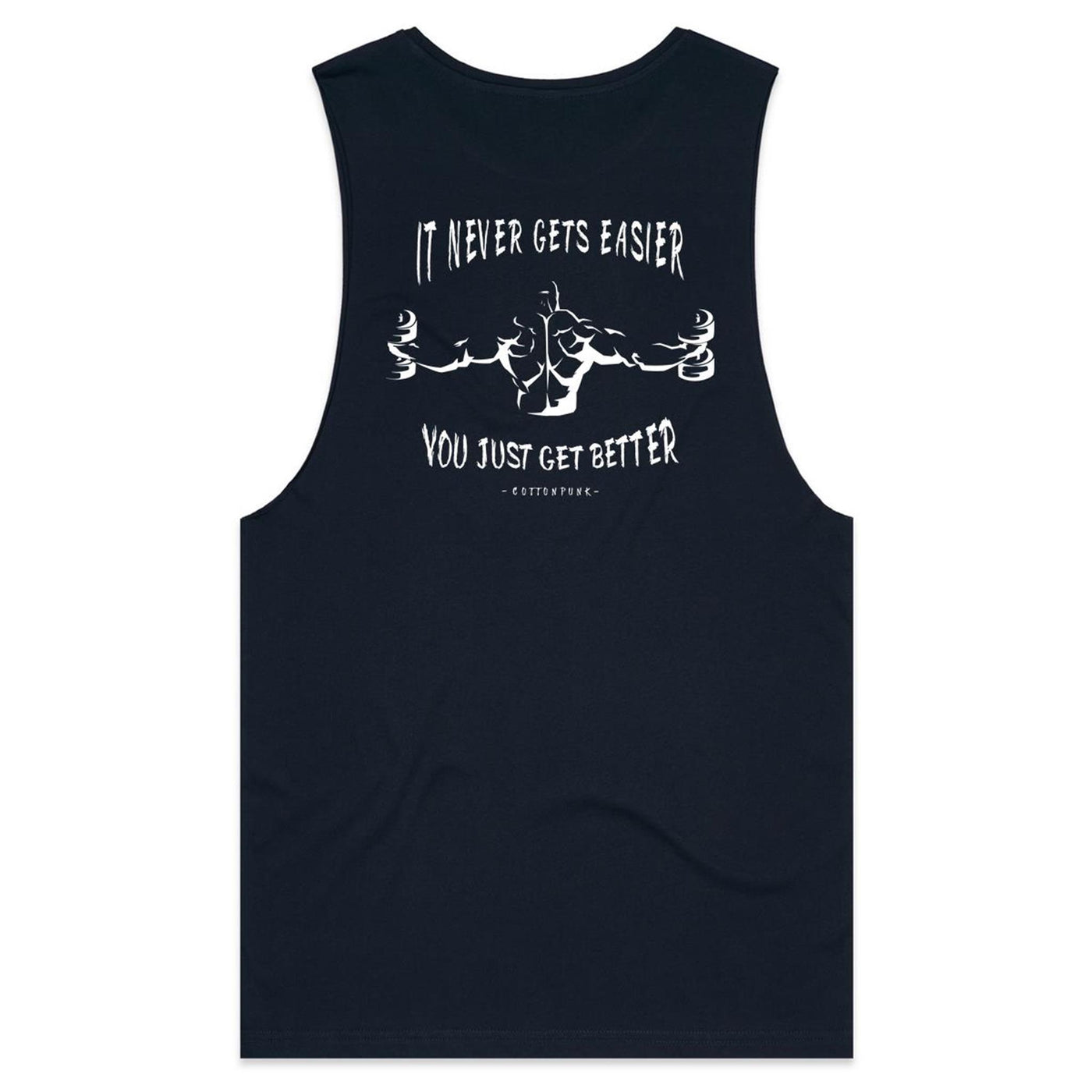 IT NEVER GETS EASIER - Mens Sleeveless T-Shirt - BACK PRINT