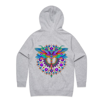 DRAGONFLY - Womens Pocket Hoodie - BACK PRINT