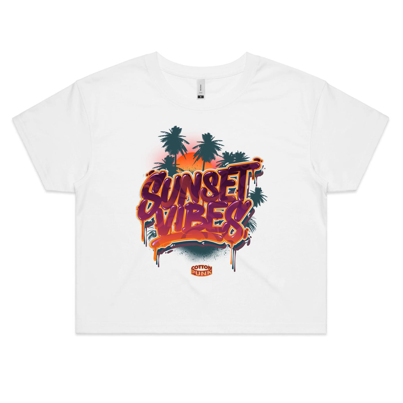 SUNSET VIBES (W) - Womens Crop T-Shirt - FRONT PRINT