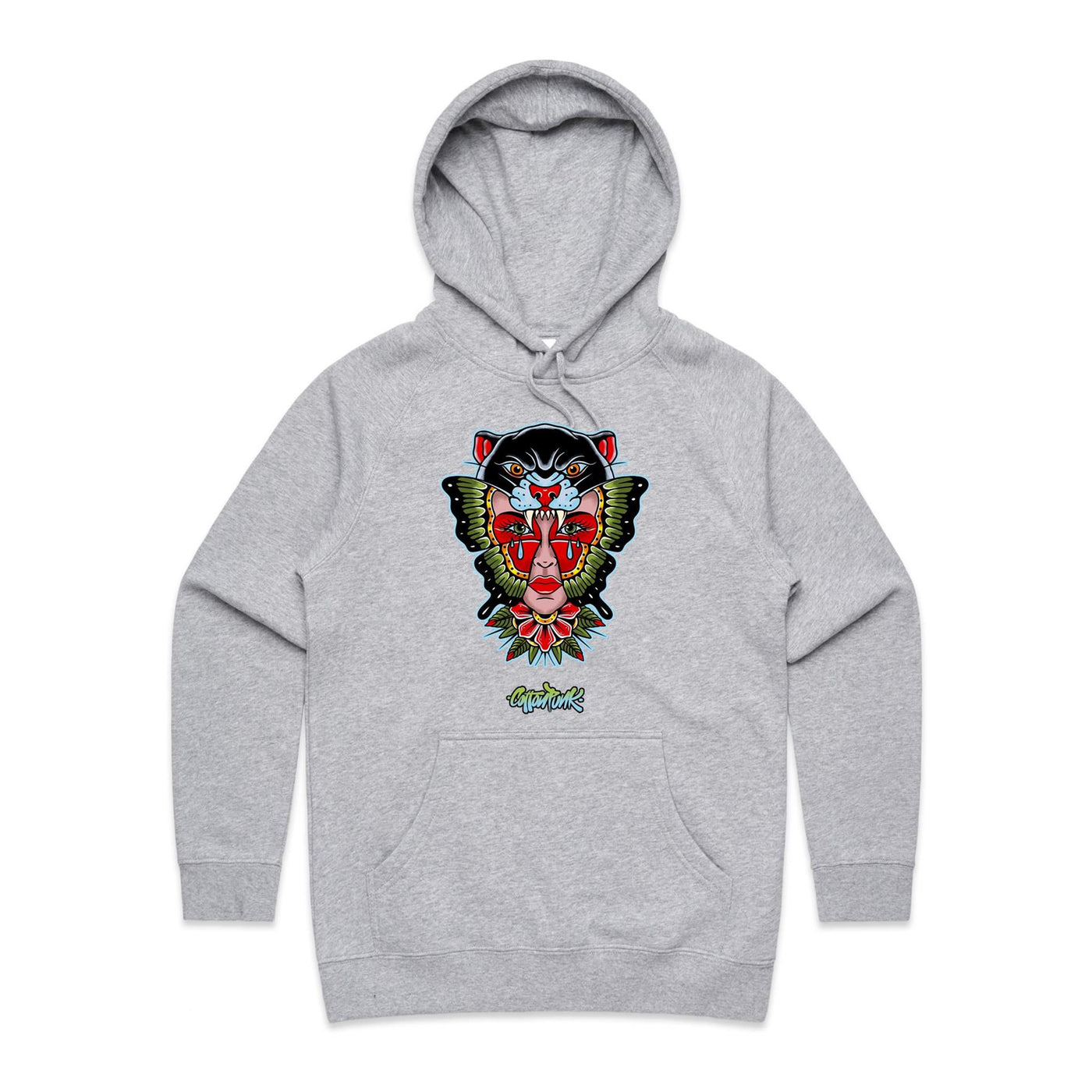 NO REGRETS (W) - Womens Pocket Hoodie - FRONT PRINT