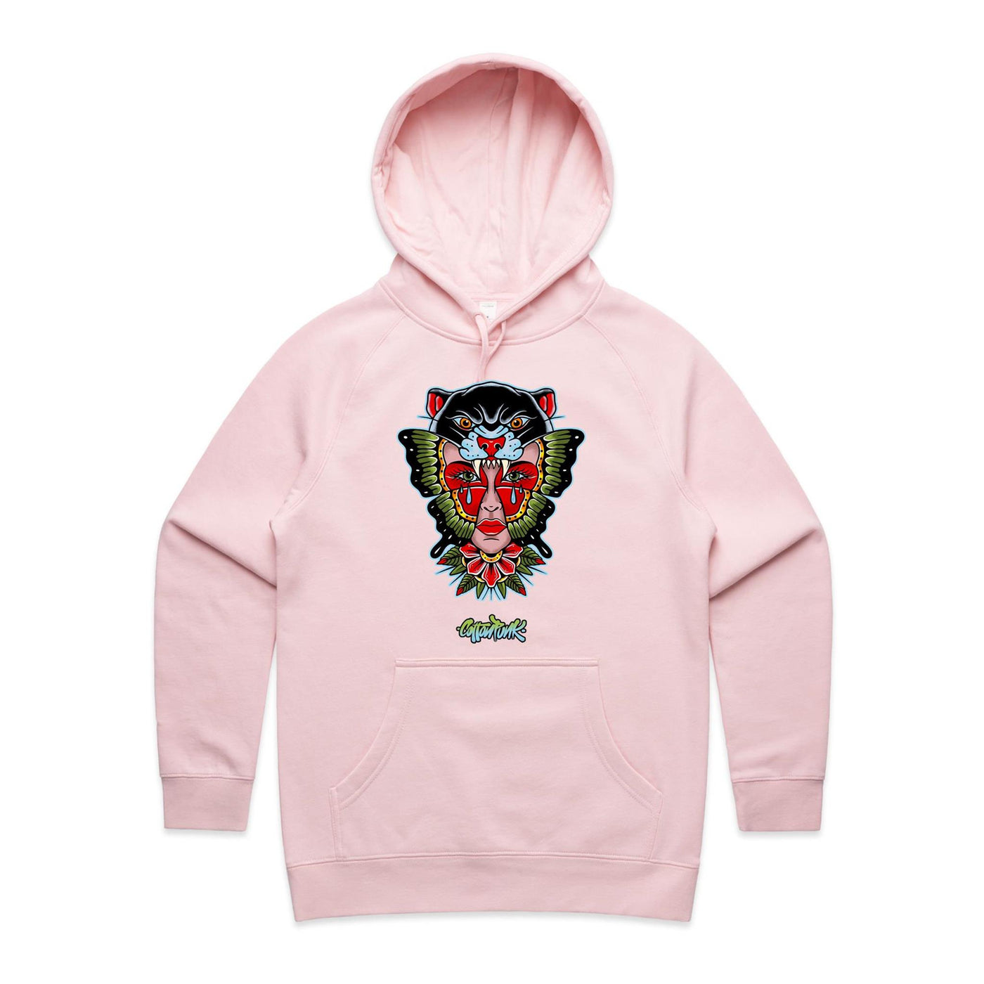 NO REGRETS (W) - Womens Pocket Hoodie - FRONT PRINT