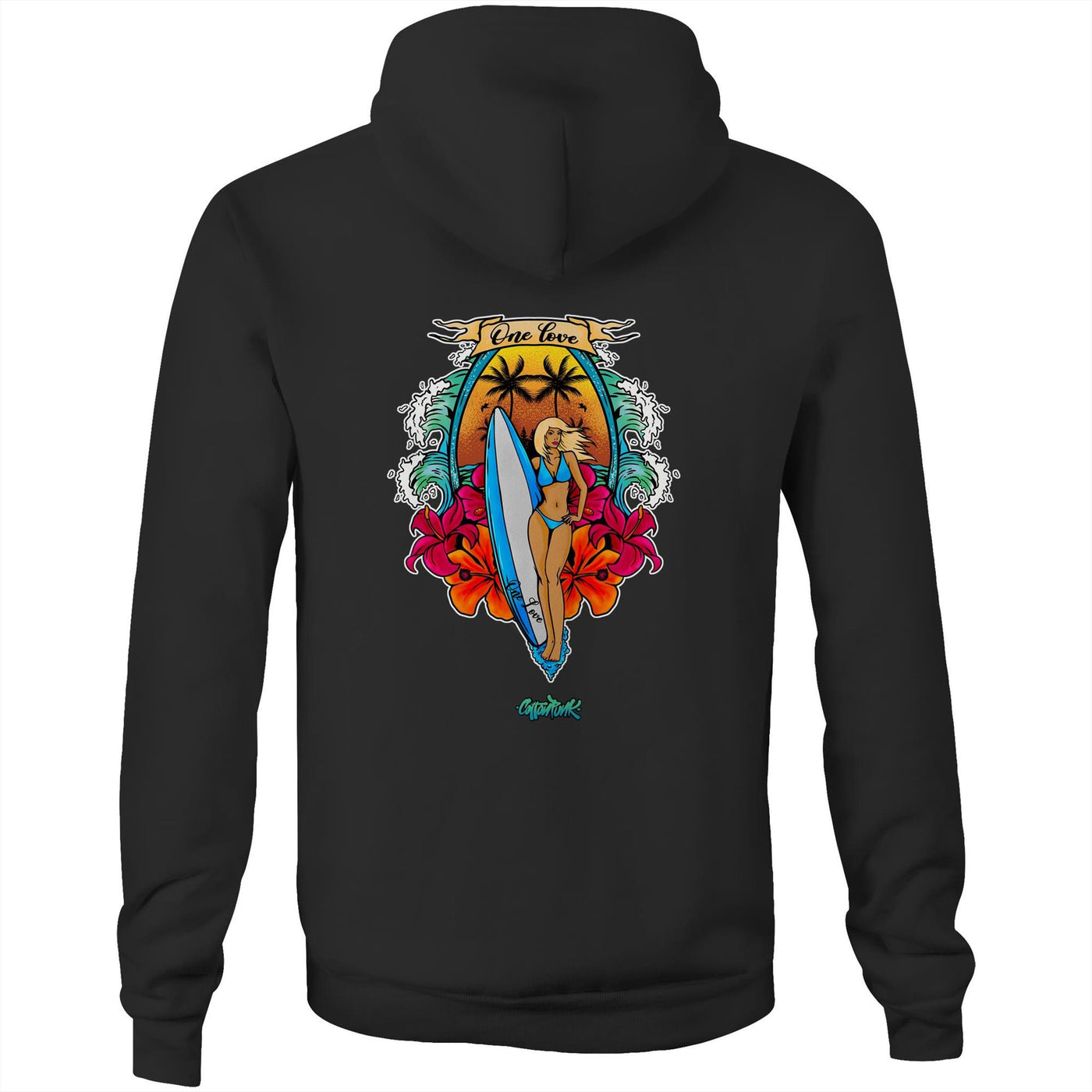 ONE LOVE - Mens Pocket Hoodie - BACK PRINT