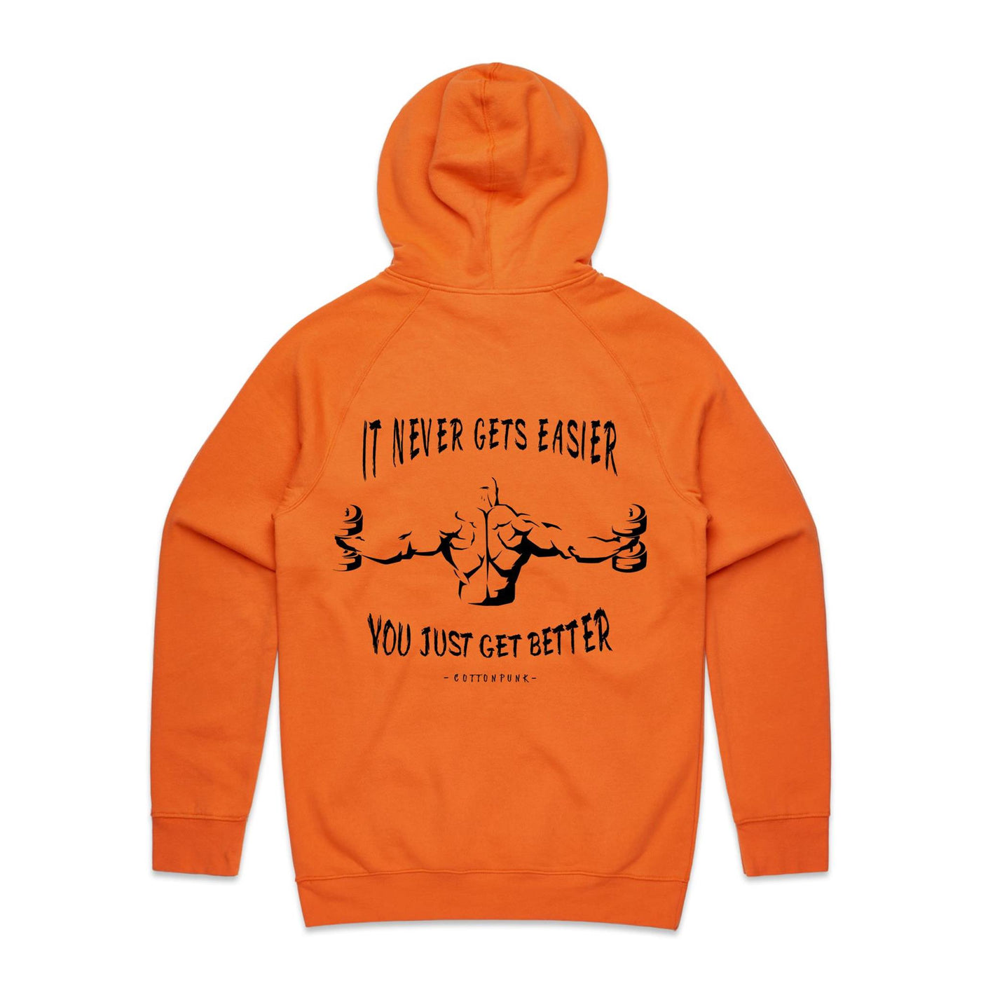 IT NEVER GETS EASIER - Mens Pocket Hoodie - BACK PRINT