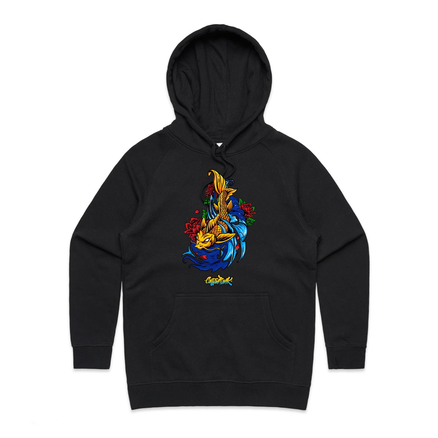 KOI (W) - Womens Pocket Hoodie - FRONT PRINT