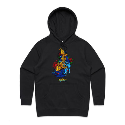 KOI (W) - Womens Pocket Hoodie - FRONT PRINT