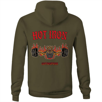 HOT IRON - Mens Pocket Hoodie - BACK PRINT