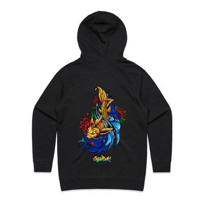 KOI (W) - Womens Pocket Hoodie - BACK PRINT