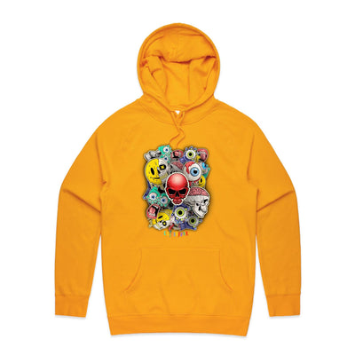 ROLLING SKULLS - Mens Pocket Hoodie - FRONT PRINT